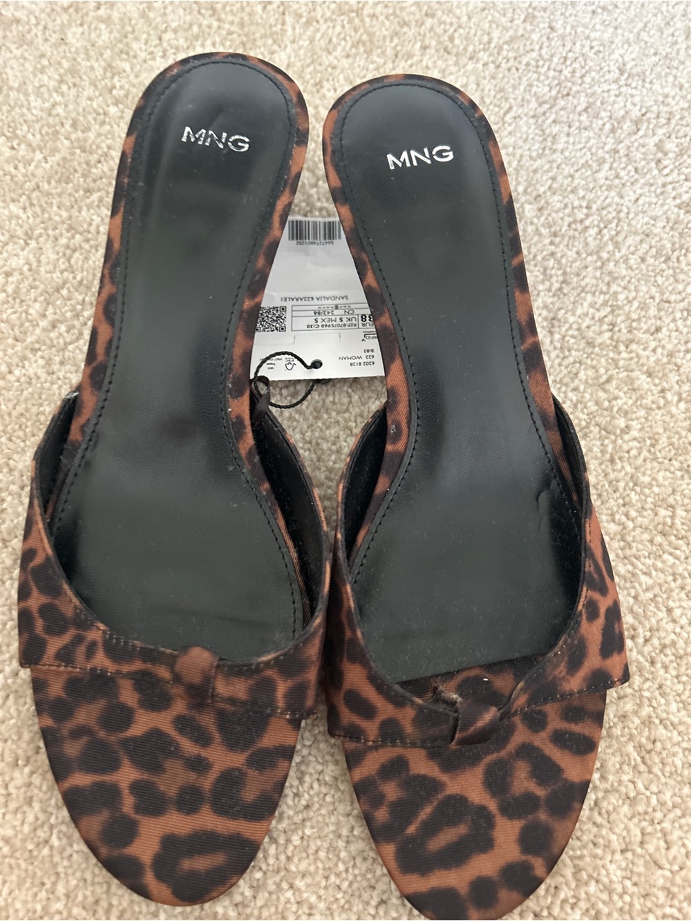 Mango Leopard-Print Slide Mules in Brown and Black